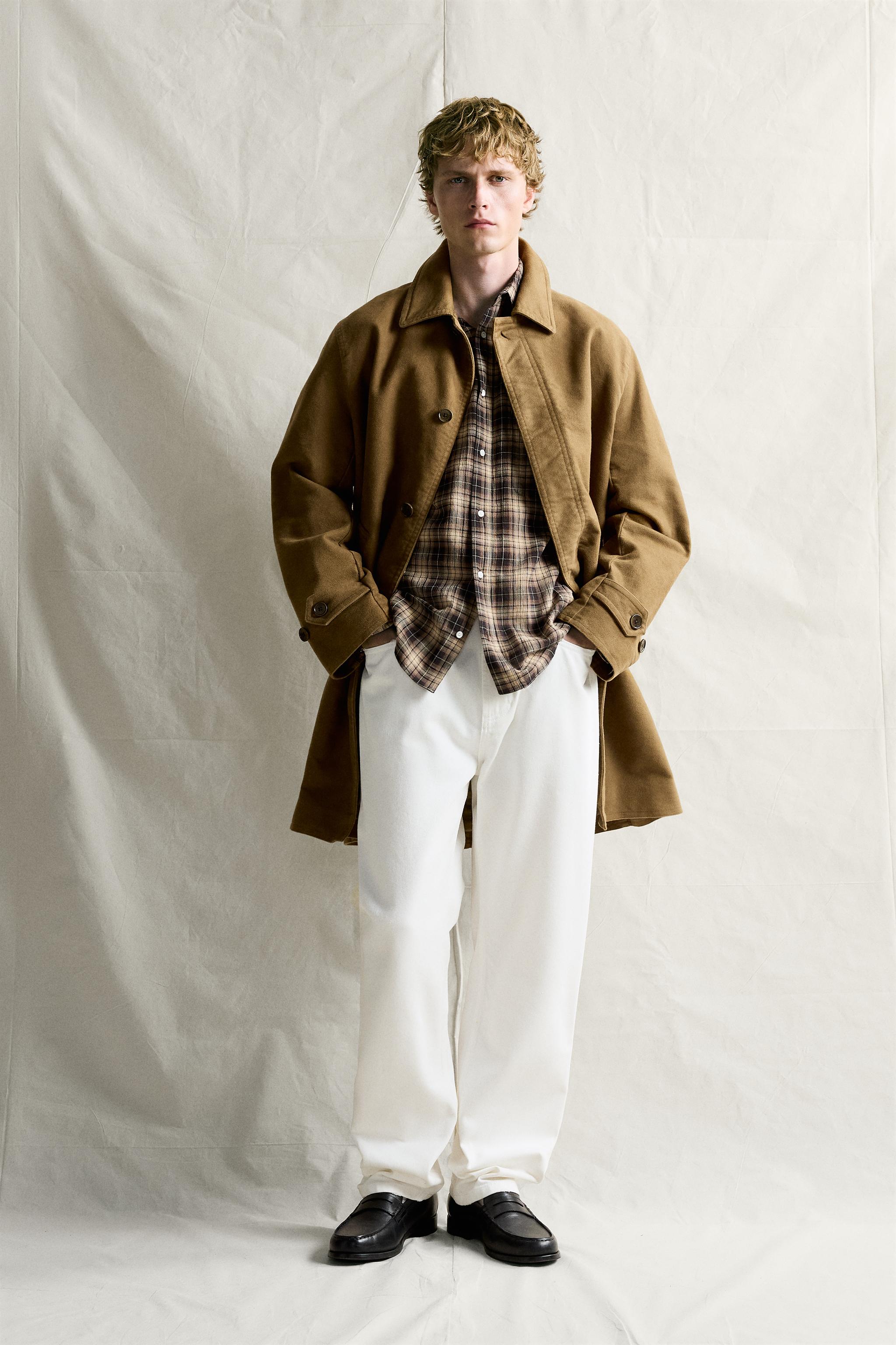 BRUSHED COTTON REGULAR-FIT COAT